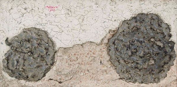 ANDREA  RACCAGNI - Natura viva con zucche grigie 1960