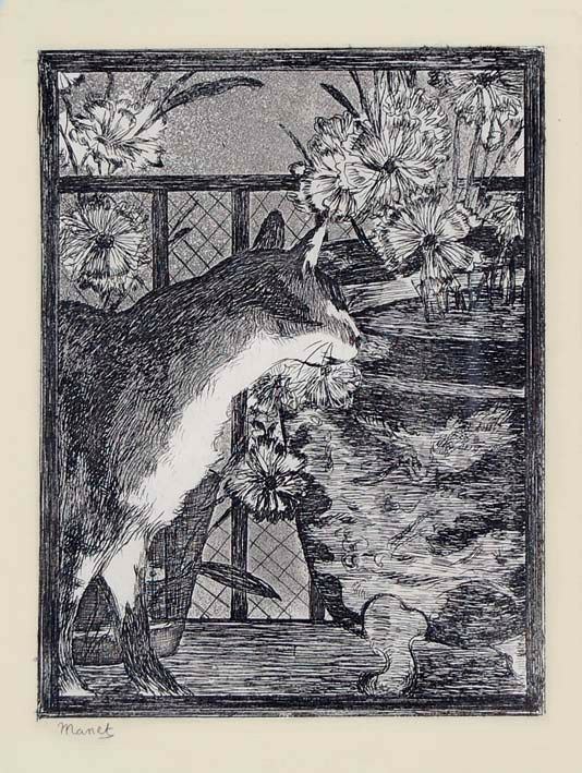 EDOUARD MANET - Le chat et les fleurs 1869