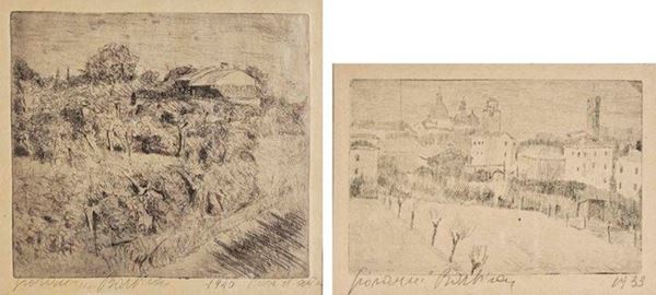 GIOVANNI BARBISAN - Campagna trevigiana 1940 - Paesaggio trevigiano 1933