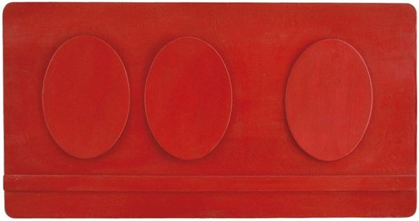 LORENZO  PIEMONTI - Due ovali rossi più uno (in tre nel rosso) 1966