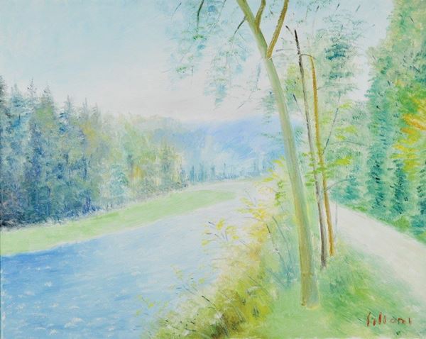 UMBERTO LILLONI - Paesaggio sul Lago di Costanza 1968