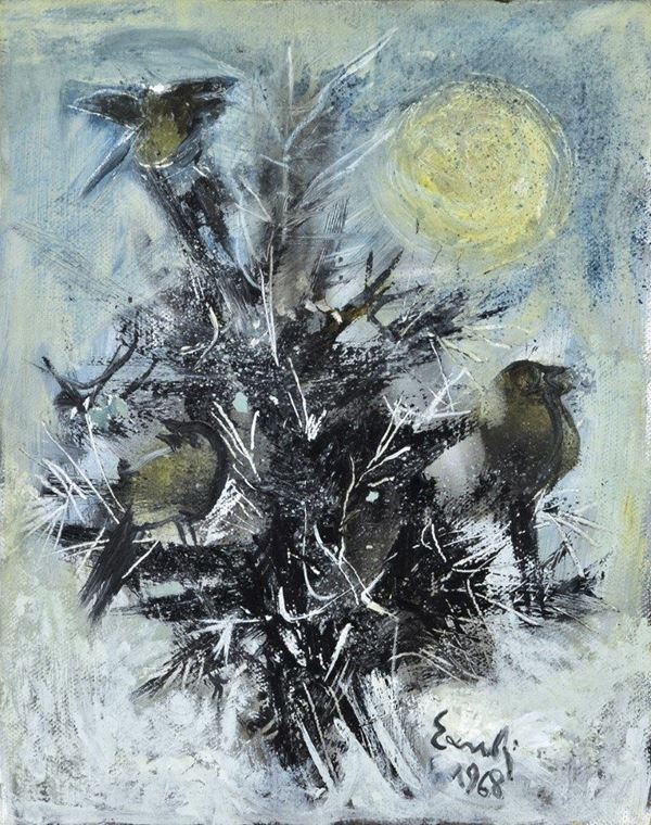 FERNANDO  EANDI - Cespuglio con uccelli 1968