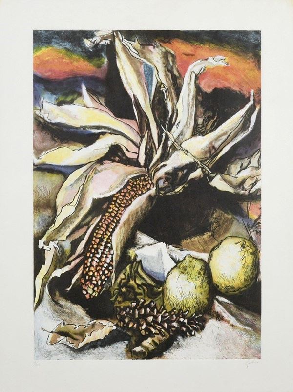 RENATO GUTTUSO - Pannocchia e limoni 1983