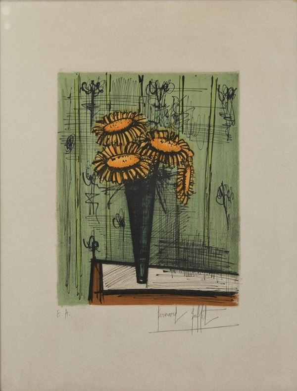 BERNARD BUFFET - Vaso di fiori 