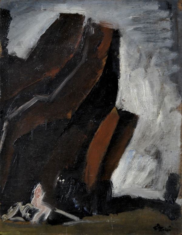 MARIO SIRONI - Figura sotto la roccia (1950)