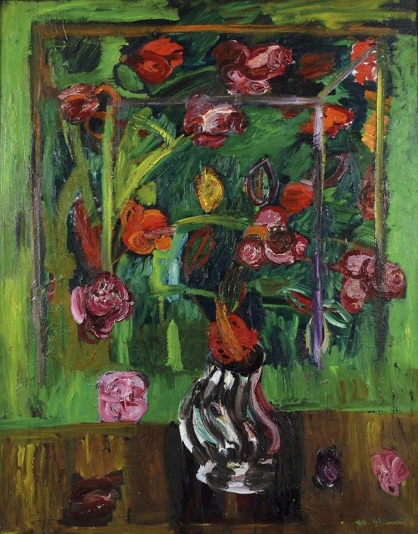 BRUNO CASSINARI - Rose sul verde 1966