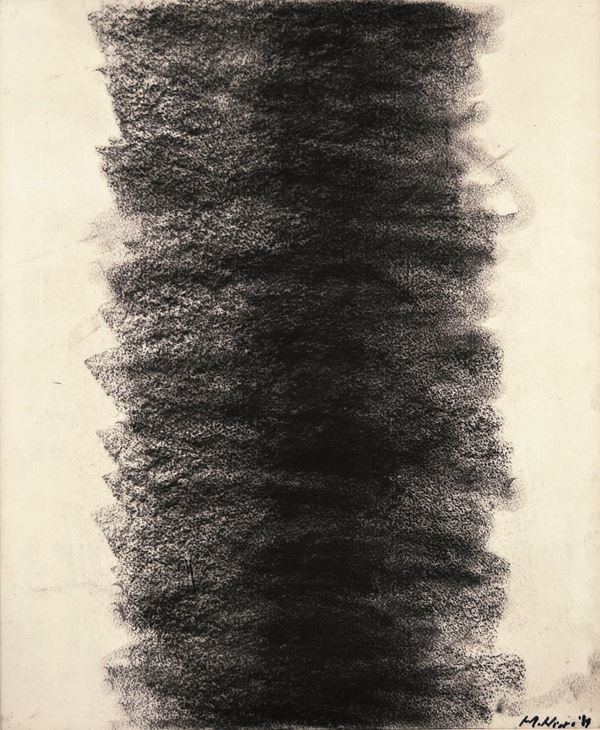 MARIO NIGRO : senza titolo  (1989)  - carboncino su carta - Asta 70° Asta di arte moderna e contemporanea - Fidesarte - Casa d'aste