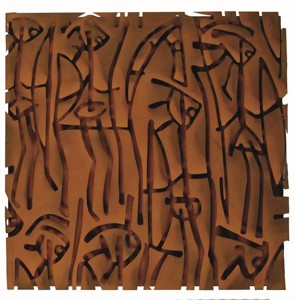 SERGIO FERMARIELLO : Guerrieri  (2010)  - scultura in acciaio corten intagliato - Asta 70° Asta di arte moderna e contemporanea - Fidesarte - Casa d'aste