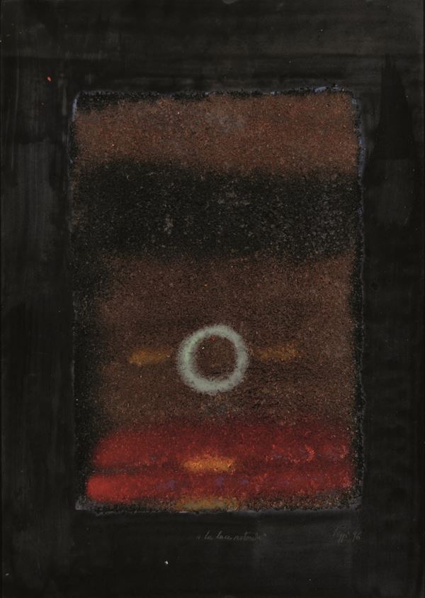 GASTONE BIGGI : La luce rotonda  (1996)  - polimaterico su cartoncino - Asta 70° Asta di arte moderna e contemporanea - Fidesarte - Casa d'aste