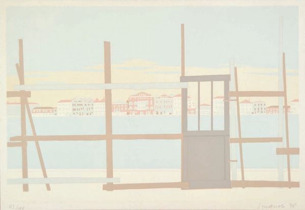 ALDO ANDREOLO : Venezia 1978  - litografia es. 63/100 - Auction AUCTION OF GRAPHICS AND GLASSES - I - Fidesarte - Casa d'aste