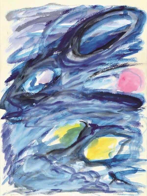 ROBERTO ROBERTI : Deriva   (1984)  - tecnica mista su carta a mano - Asta 71° Asta di Arte Moderna e Contemporanea - Fidesarte - Casa d'aste