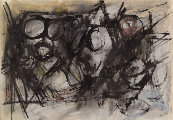 CLAUDIO  COSTA : senza titolo  (1961)  - tempera su carta - Asta 70° Asta di arte moderna e contemporanea - Fidesarte - Casa d'aste