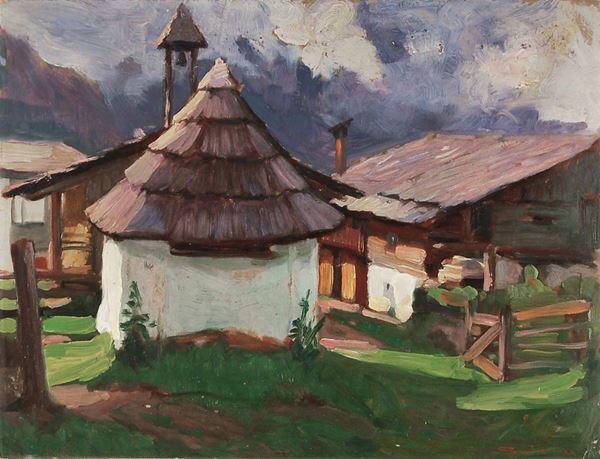 PIO  SOLERO : Paesaggio  - Olio su cartone - Asta 71° Asta di Arte Moderna e Contemporanea - Fidesarte - Casa d'aste