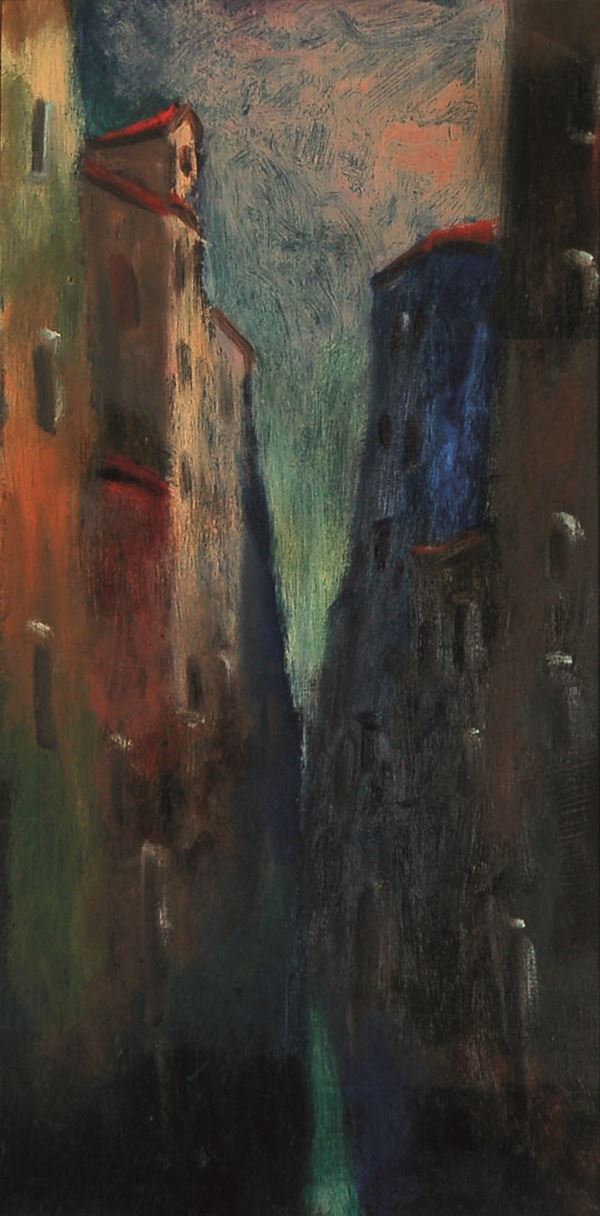 BEPI LONGO : Venezia  (1960)  - olio su tavola - Asta 71° Asta di Arte Moderna e Contemporanea - Fidesarte - Casa d'aste