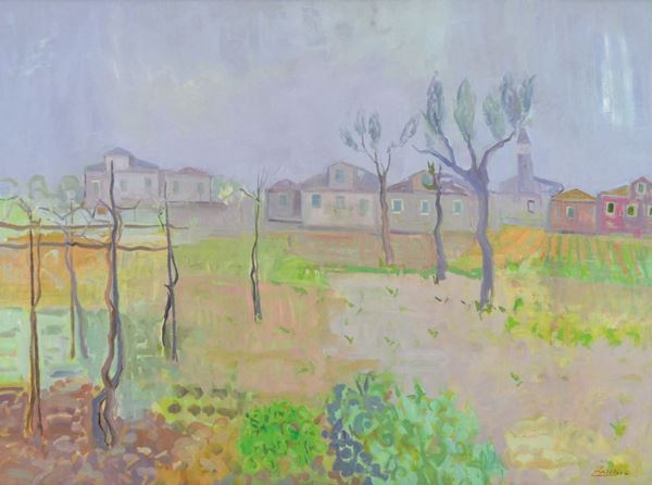PAOLO ZANUCCO : Orti a Burano  (1996)  - olio su tavola - Asta 71° Asta di Arte Moderna e Contemporanea - Fidesarte - Casa d'aste