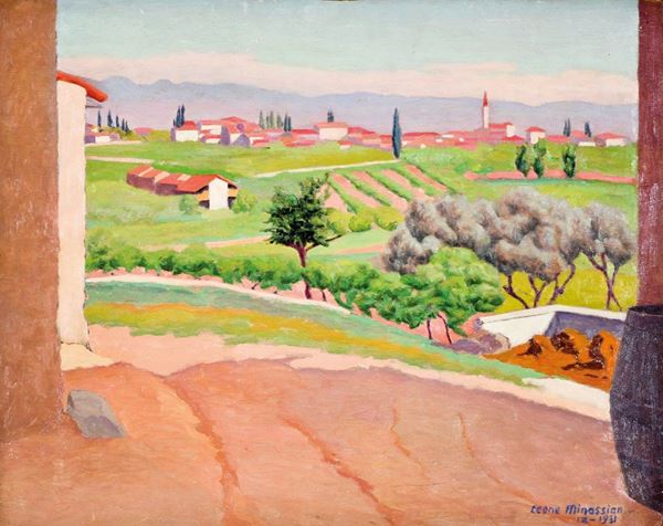 LEONE MINASSIAN : Mattino a Sommacampagna  (1931)  - olio su tavola - Asta ARTE MODERNA   E   CONTEMPORANEA - II - Fidesarte - Casa d'aste
