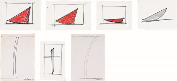 MAURO STACCIOLI : Progetti per sculture  ((2000/2003))  - lotto di 7 disegni su carta - Asta 72° Asta di Arte Moderna e Contemporanea - Fidesarte - Casa d'aste