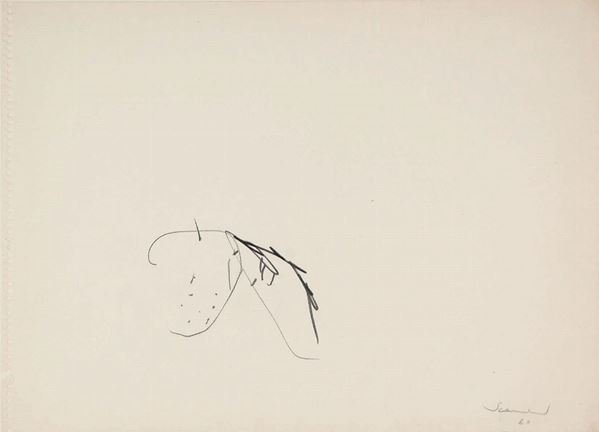EMILIO SCANAVINO : senza titolo  (1960)  - disegno a matita grassa su carta - Asta 71° Asta di Arte Moderna e Contemporanea - Fidesarte - Casa d'aste