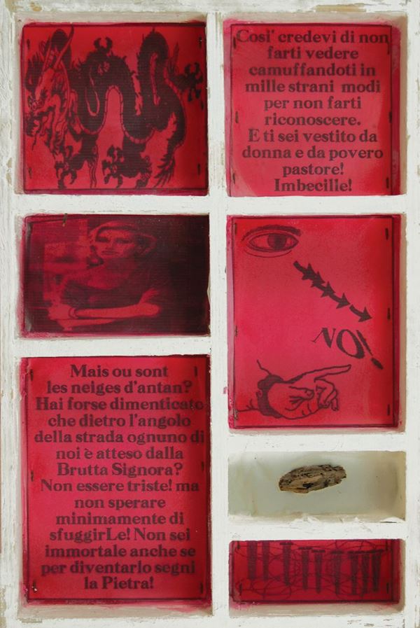 UGO  CARREGA : Ulisse  (1987)  - tecnica mista e collage su tavola dipinta - Auction - Fidesarte - Casa d'aste