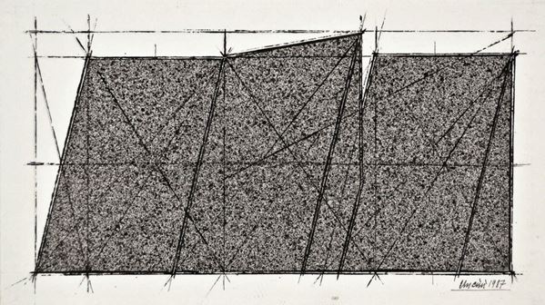 GIUSEPPE  UNCINI : senza titolo  (1987)  - tecnica mista su carta a mano - Asta 70° Asta di arte moderna e contemporanea - Fidesarte - Casa d'aste