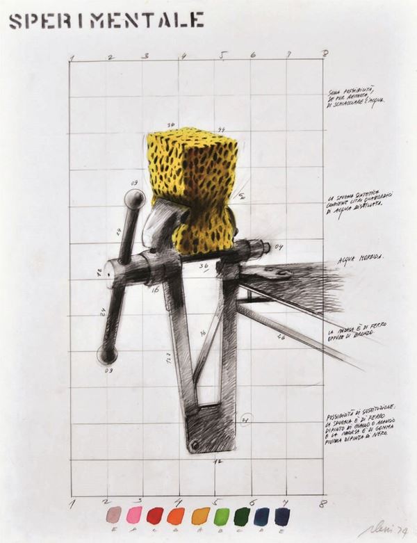 FABRIZIO PLESSI : Sperimentale  (1974)  - tecnica mista su carta a mano - Asta 70° Asta di arte moderna e contemporanea - Fidesarte - Casa d'aste