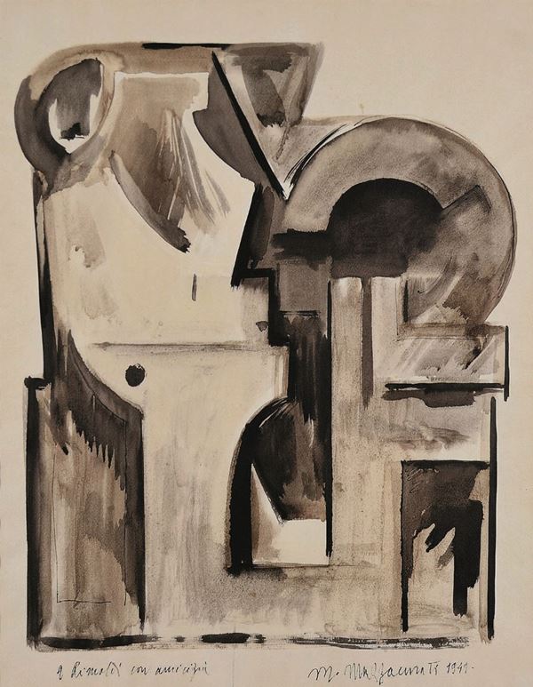 RENATO MARINO MAZZACURATI : Composizione  (1949)  - gouache su carta - Auction 71° Asta di Arte Moderna e Contemporanea - Fidesarte - Casa d'aste