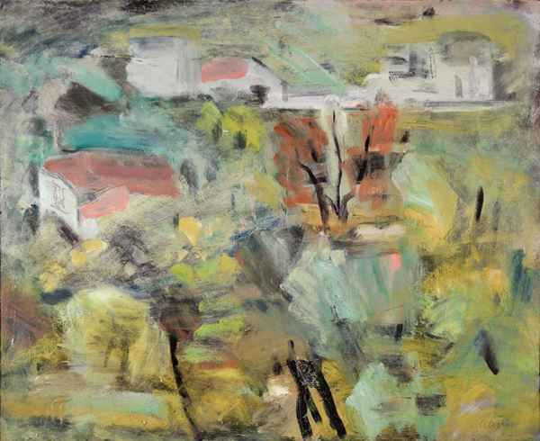 ORAZIO CELEGHIN : Paesaggio  - olio su tavola - Auction 71° Asta di Arte Moderna e Contemporanea - Fidesarte - Casa d'aste