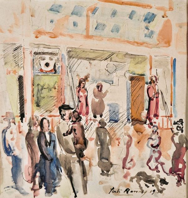 JUTI RAVENNA : Bozzetto per giostra in campo San Polo  (1930)  - gouache su carta riportata su tavola - Auction 71° Asta di Arte Moderna e Contemporanea - Fidesarte - Casa d'aste