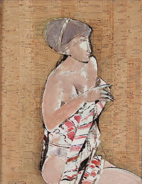 LINO DINETTO : Figura  - olio su sughero - Auction 71° Asta di Arte Moderna e Contemporanea - Fidesarte - Casa d'aste