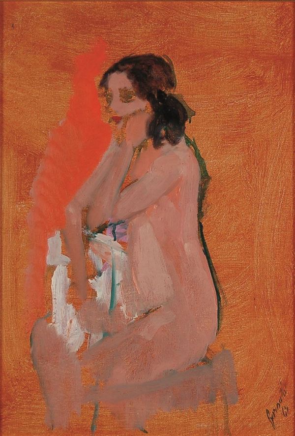 RENATO BORSATO : Figura  (1969)  - olio su tela - Asta 71° Asta di Arte Moderna e Contemporanea - Fidesarte - Casa d'aste