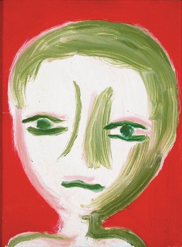 VIRGILIO GUIDI : Testa verde  (1972)  - olio su tela - Asta 71° Asta di Arte Moderna e Contemporanea - Fidesarte - Casa d'aste