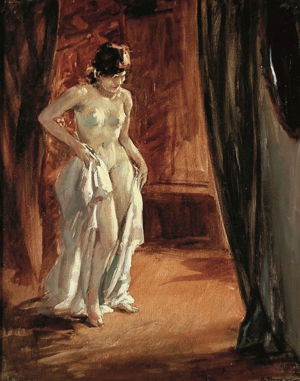 COSIMO PRIVATO : Nudo  ((anni '40))  - olio su tela - Asta 71° Asta di Arte Moderna e Contemporanea - Fidesarte - Casa d'aste