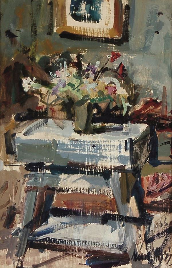 NENO MORI : Fiori  (1966)  - olio su tavola - Auction 71° Asta di Arte Moderna e Contemporanea - Fidesarte - Casa d'aste