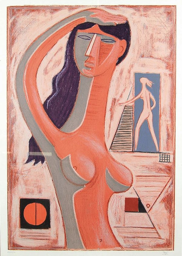 MARIO TOZZI : L'Attesa  (1977)  - litografia es. XXVIII/IC - Auction 71° Asta di Arte Moderna e Contemporanea - Fidesarte - Casa d'aste