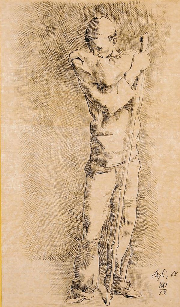 CORRADO CAGLI : Il pastorello  (1968)  - serigrafia su carta di riso es. XXI/LX - Auction 71° Asta di Arte Moderna e Contemporanea - Fidesarte - Casa d'aste