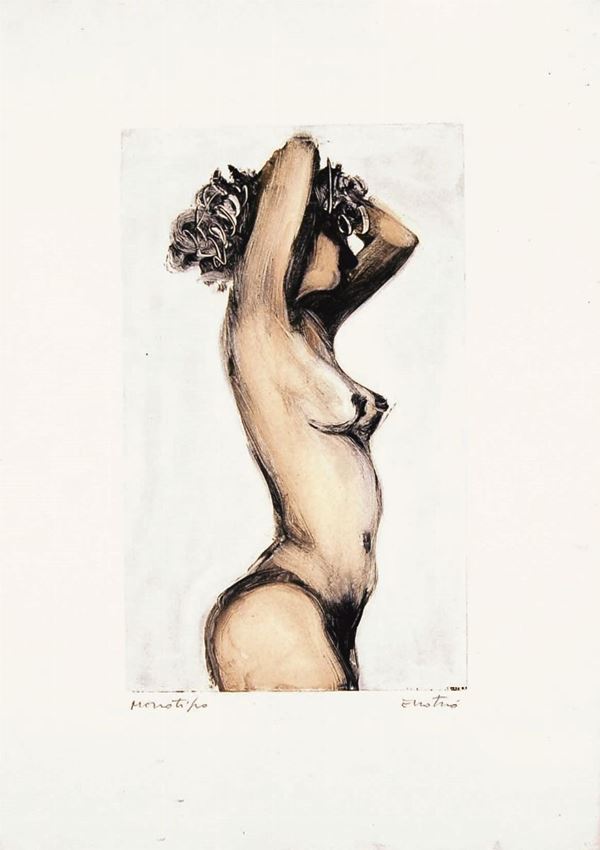 ENOTRIO : Nudo  - monotipo - Auction 71° Asta di Arte Moderna e Contemporanea - Fidesarte - Casa d'aste