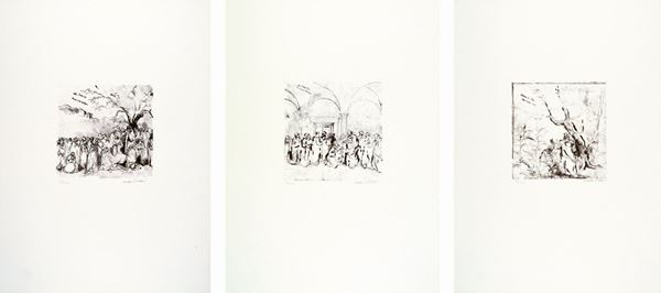 WALTER PIACESI : Soggetti vari  (1975)  - cartella di 5 acqueforti es. 78/100 - Auction ASTA 73 A TEMPO DI GRAFICA - I - Fidesarte - Casa d'aste