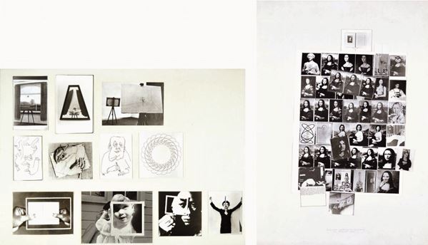 ADRIANO  ALTAMIRA : Esercitazione 1974/76 - Campionario particolare da 160 Gioconde con interventi mobili 75/76  (1974/76)  - lotto di 2 tecniche miste e collage su carta - Auction 72° Asta di Arte Moderna e Contemporanea - Fidesarte - Casa d'aste