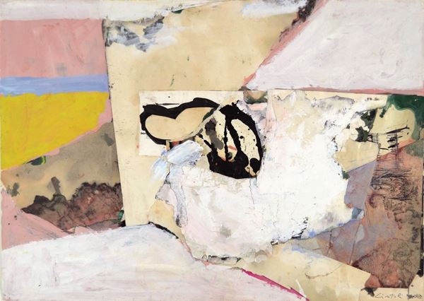 CLAUDIO CINTOLI : senza titolo  (1962)  - pittura collage e pigmenti su carta - Auction 72° Asta di Arte Moderna e Contemporanea - Fidesarte - Casa d'aste