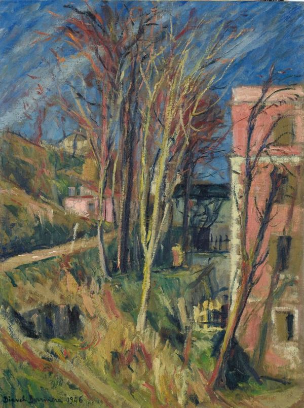 LINO BIANCHI BARRIVIERA : Paesaggio  (1946)  - olio su tela - Asta 73° ASTA A TEMPO DI ARTE MODERNA E CONTEMPORANEA - II - Fidesarte - Casa d'aste
