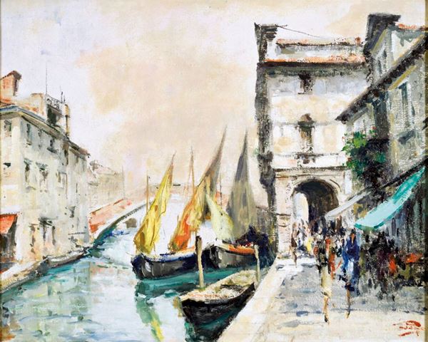 LUIGI PAGAN : Chioggia  - olio su tela - Auction ASTA 73 A TEMPO DI ARTE MODERNA E CONTEMPORANEA - II - Fidesarte - Casa d'aste
