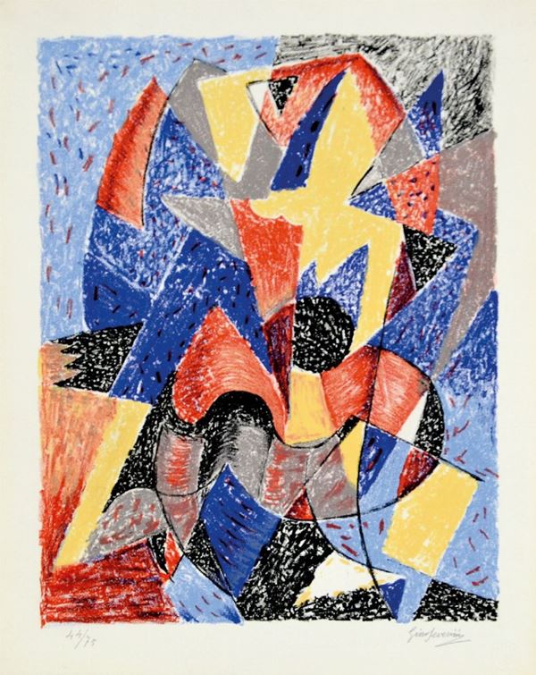 GINO SEVERINI : Omaggio a Boccioni  (1962)  - litografia es. 44/75 - Auction ASTA 73 A TEMPO DI GRAFICA - I - Fidesarte - Casa d'aste
