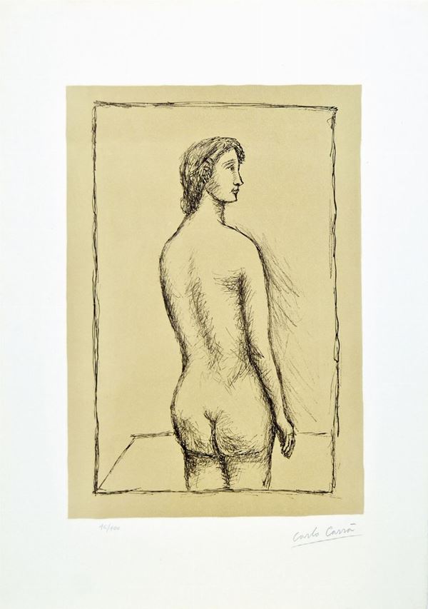 CARLO CARRA' : Nudino  (1962)  - litografia es. 16/100 - Asta 73° ASTA A TEMPO DI GRAFICA - I - Fidesarte - Casa d'aste