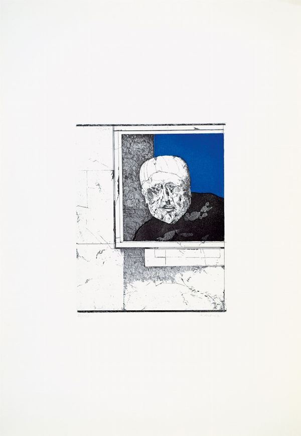 KARL PLATTNER : Uomo alla finestra  (1972)  - acquaforte acquatinta es. 88/125 - Asta 73° ASTA A TEMPO DI GRAFICA - I - Fidesarte - Casa d'aste
