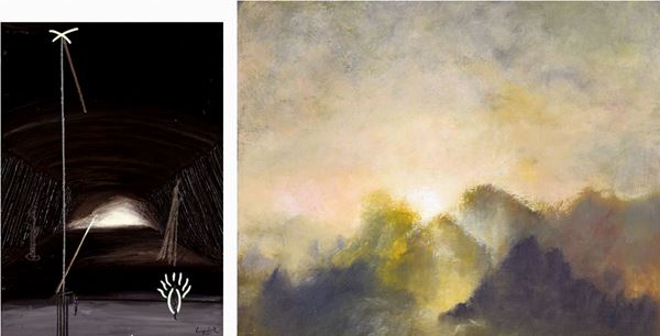 SILVESTRO LODI,DANIELE BIANCHI : L'antro - senza titolo  (1987 - 1992)  - lotto di 2 olii su tela - Auction ASTA 73 A TEMPO DI ARTE MODERNA E CONTEMPORANEA - II - Fidesarte - Casa d'aste