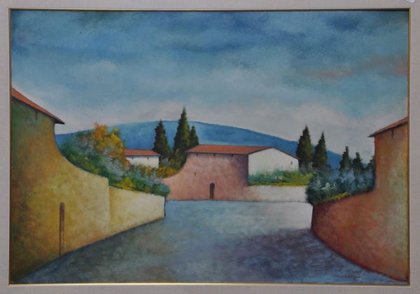 GIUSEPPE GAGLIARDI : Paesaggio   - olio su cartone - Auction 5a Asta Benefica Opere d'Arte - Fidesarte - Casa d'aste