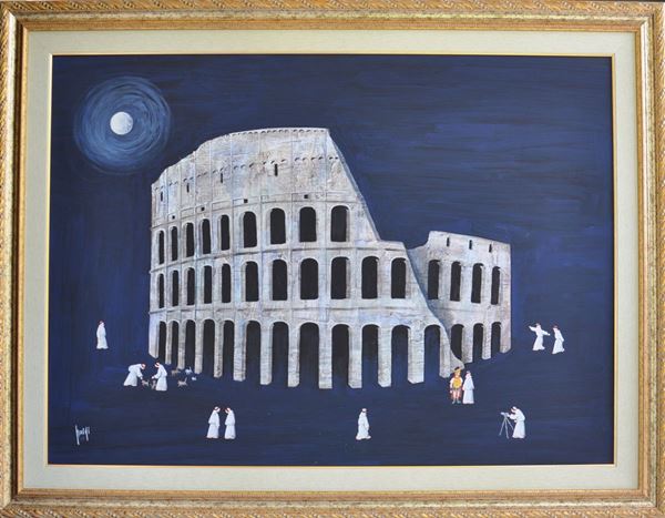 LUIGI SILVI : Il Colosseo  - tempera su tavola - Asta 5° Asta Benefica Opere d'Arte - Fidesarte - Casa d'aste