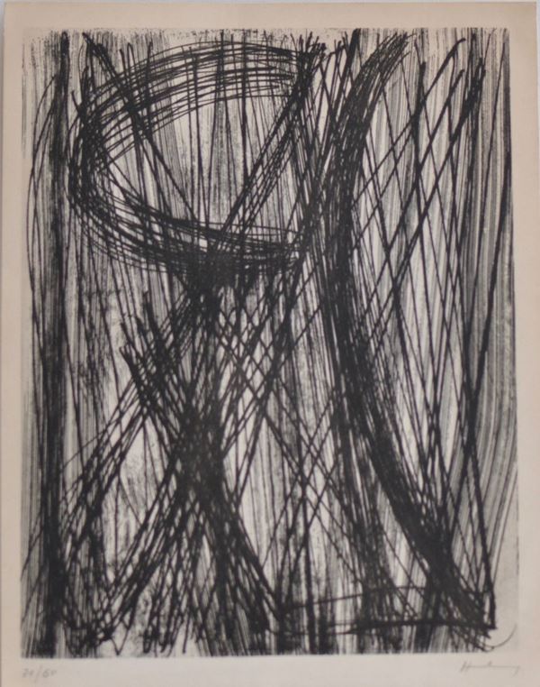 HANS HARTUNG : senza titolo  (1960)  - litografia  - Asta 5° Asta Benefica Opere d'Arte - Fidesarte - Casa d'aste