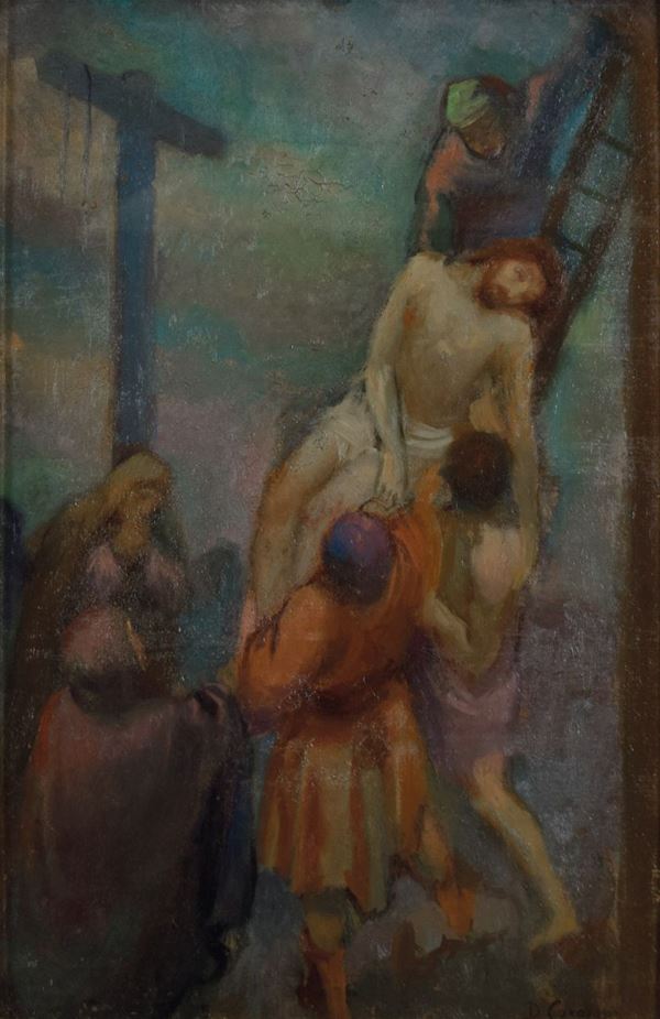 DUILIO COROMPAI : La passione di Cristo  - olio su faesite - Auction  - I - Fidesarte - Casa d'aste