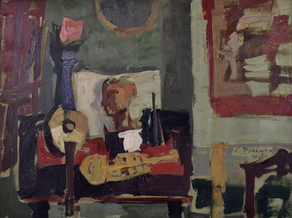 EPIFANIO POZZATO : Composizione  (1965)  - olio su tela - Auction  - I - Fidesarte - Casa d'aste